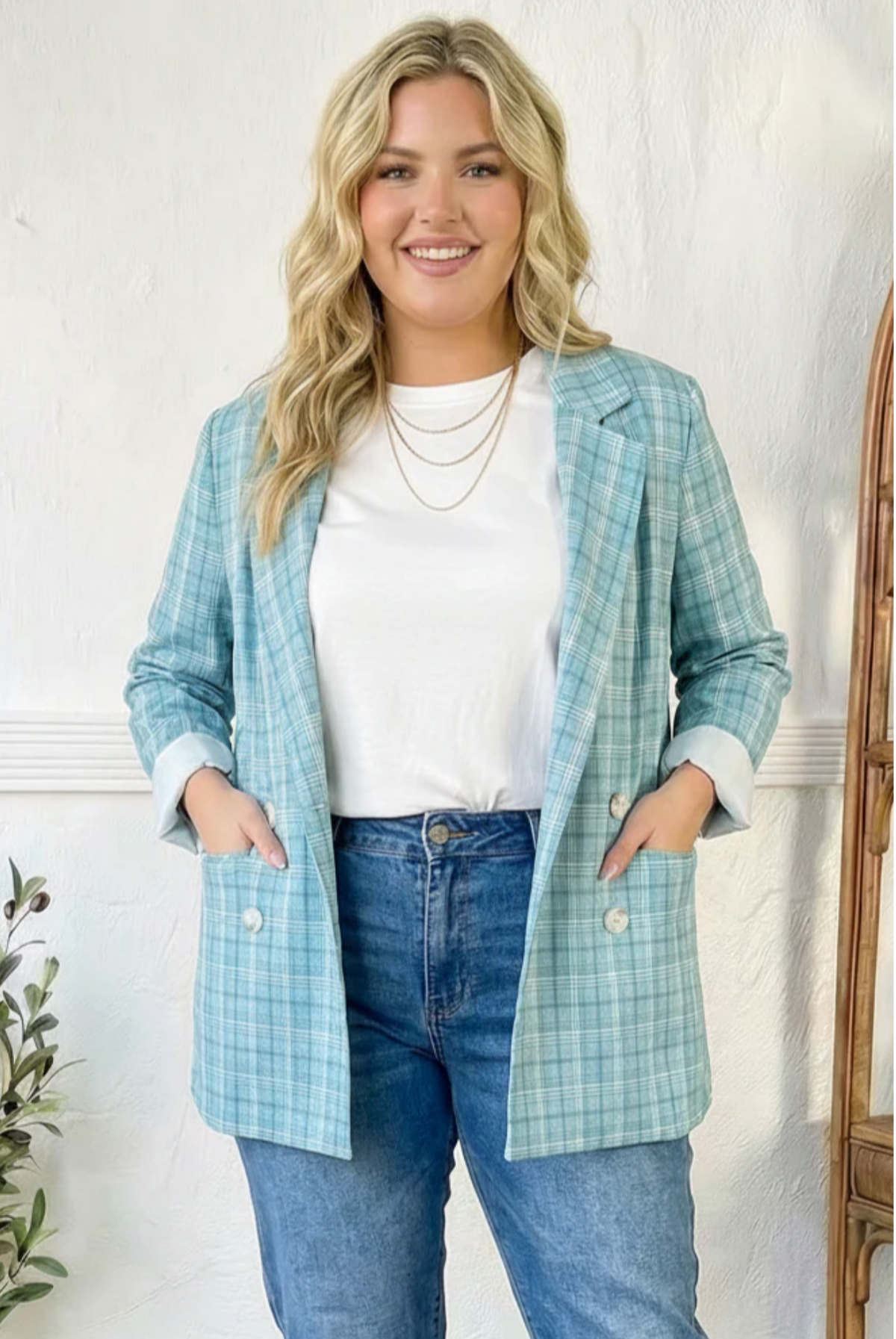 Mint To Be Plaid Blazer