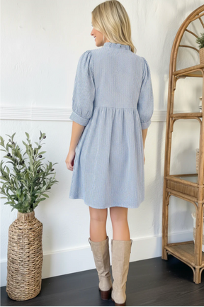 Sunday Stroll Blue Pin Stripe Dress