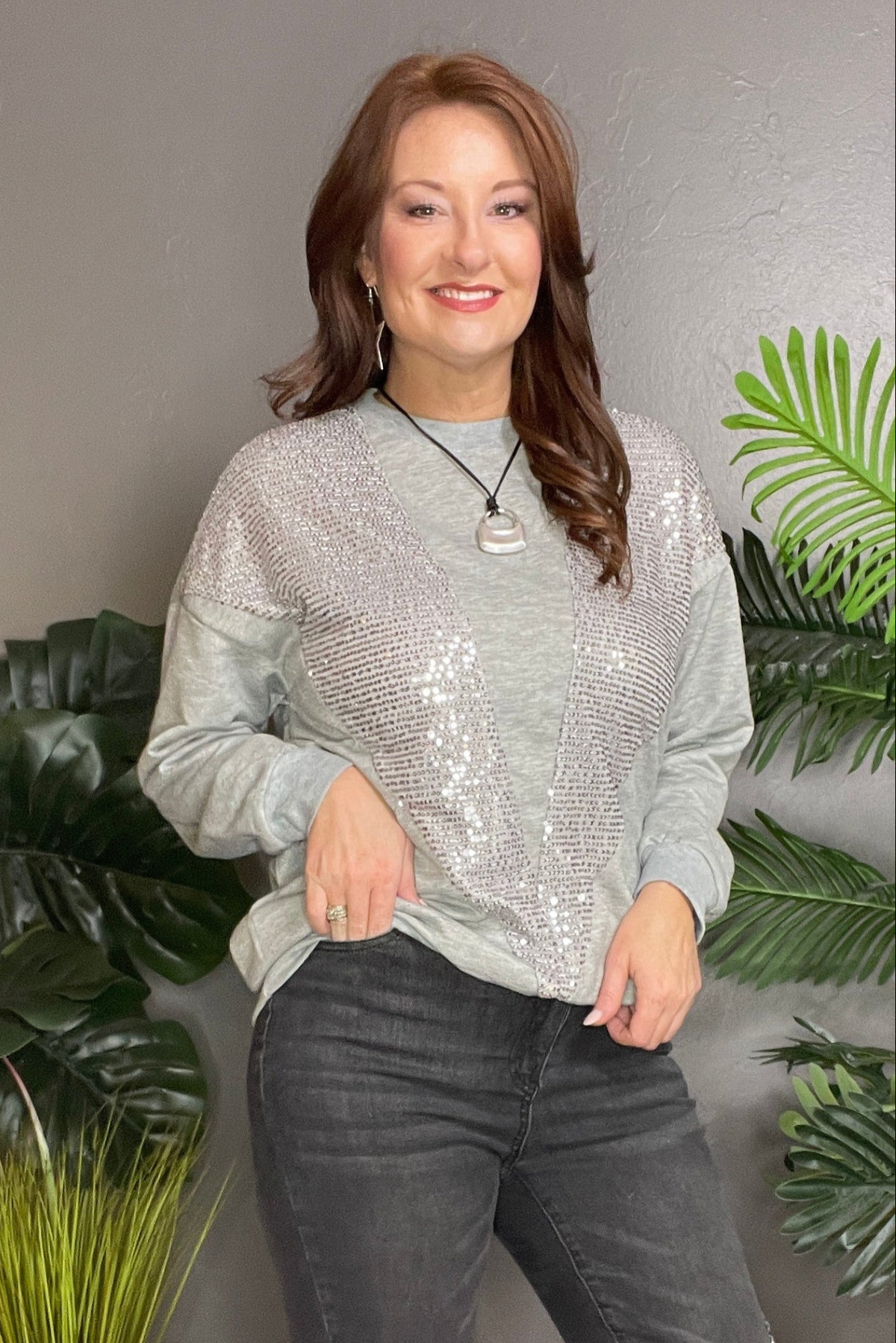 Born To Shine Sequin Top - S301GR