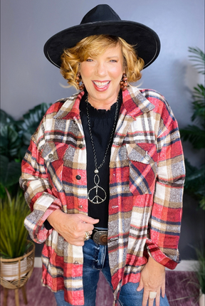 Plaid About You Shacket - OT128MU