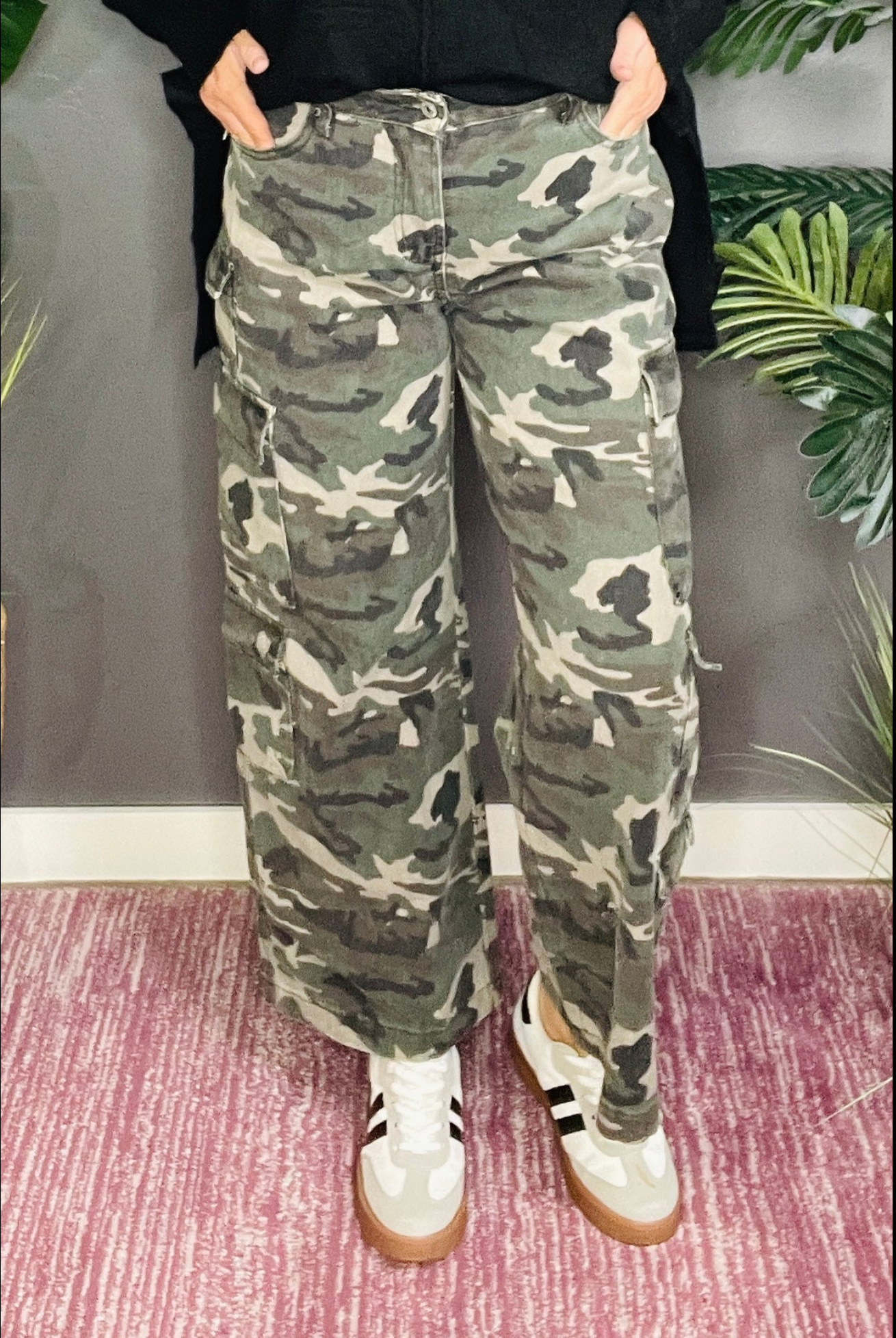 Catch Me If You Can Camo Cargo Wide Leg Pants - P047CAMO