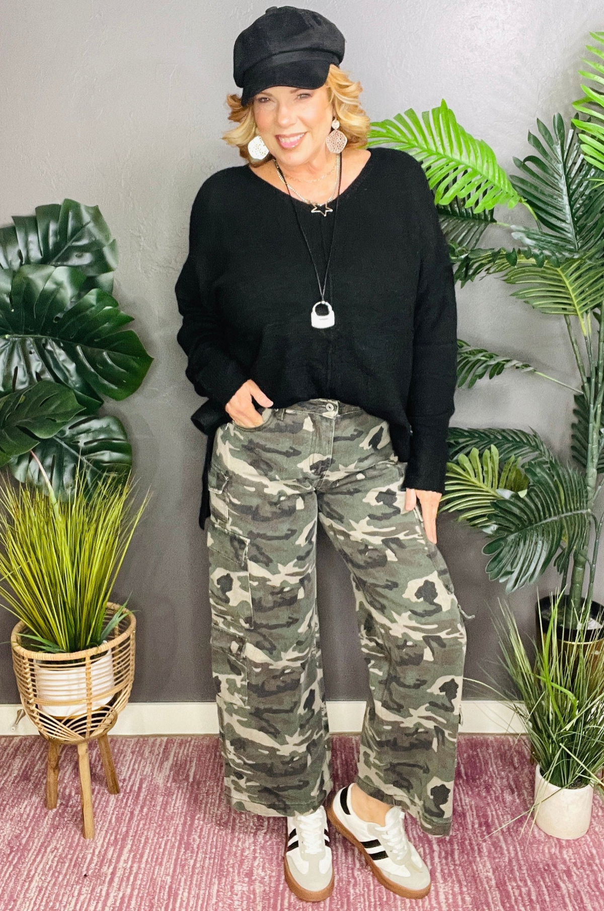 Catch Me If You Can Camo Cargo Wide Leg Pants - P047CAMO
