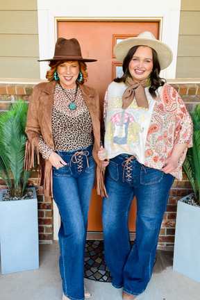 Delilah High Rise Wide Leg Jeans with Front Tie Detail - J021DN