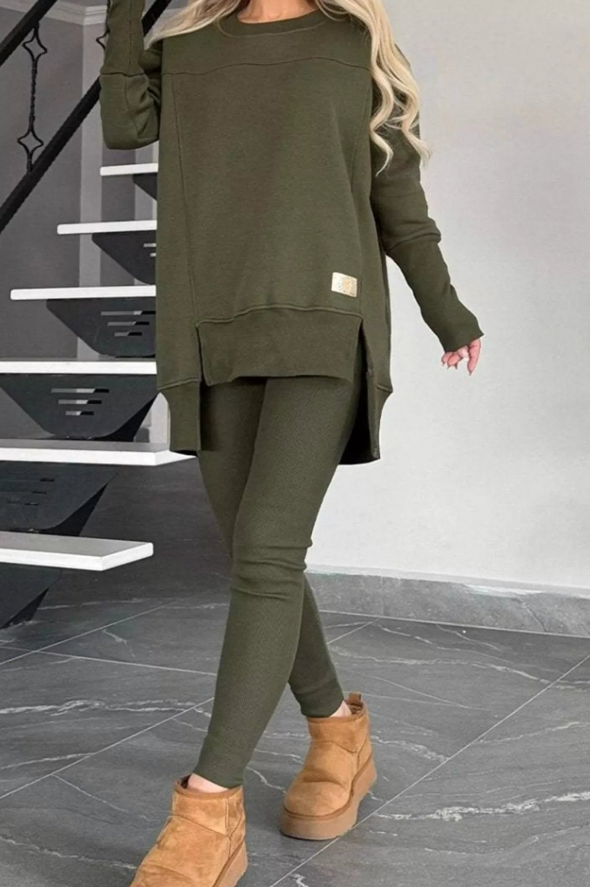My Mind's Set On You Military Green Top and Pants Set - SET007MG