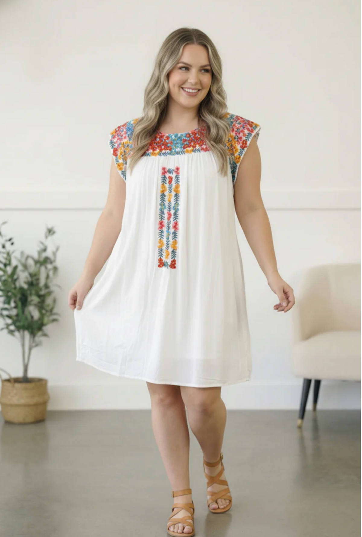 Fiesta Bloom Embroidered Dress