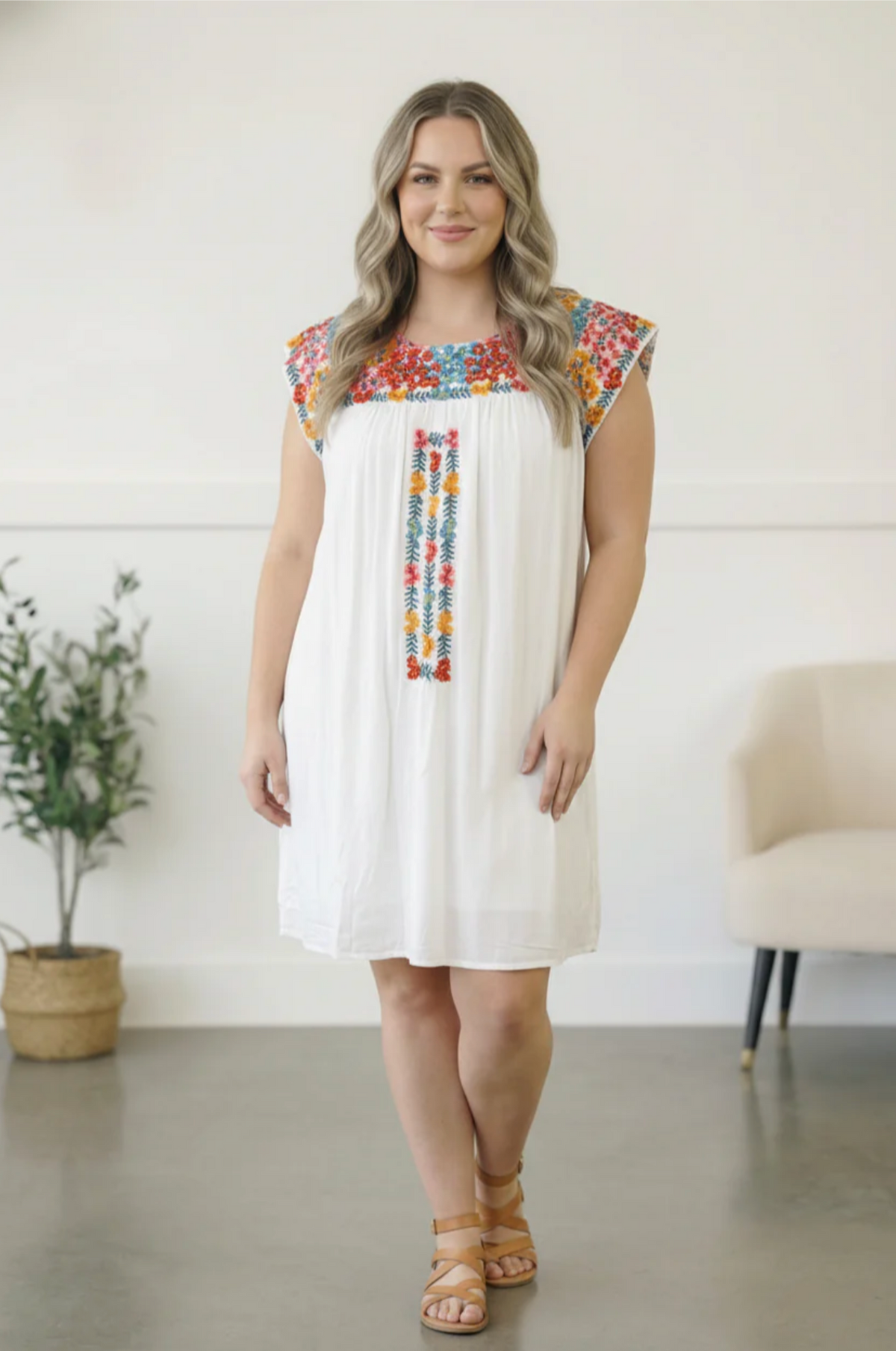 Fiesta Bloom Embroidered Dress