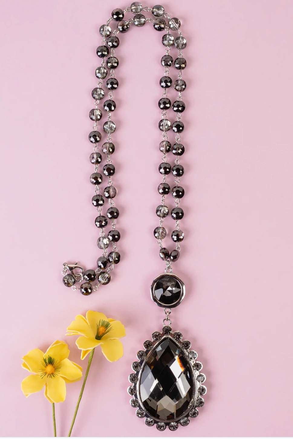 Crystal Black Pendant Necklace - N127BK