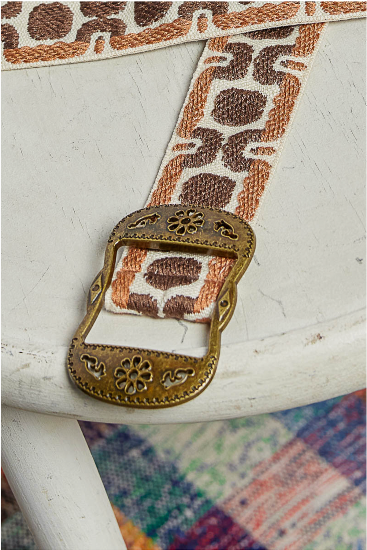 Vintage Geo Brown Buckle Belt - BE013BR