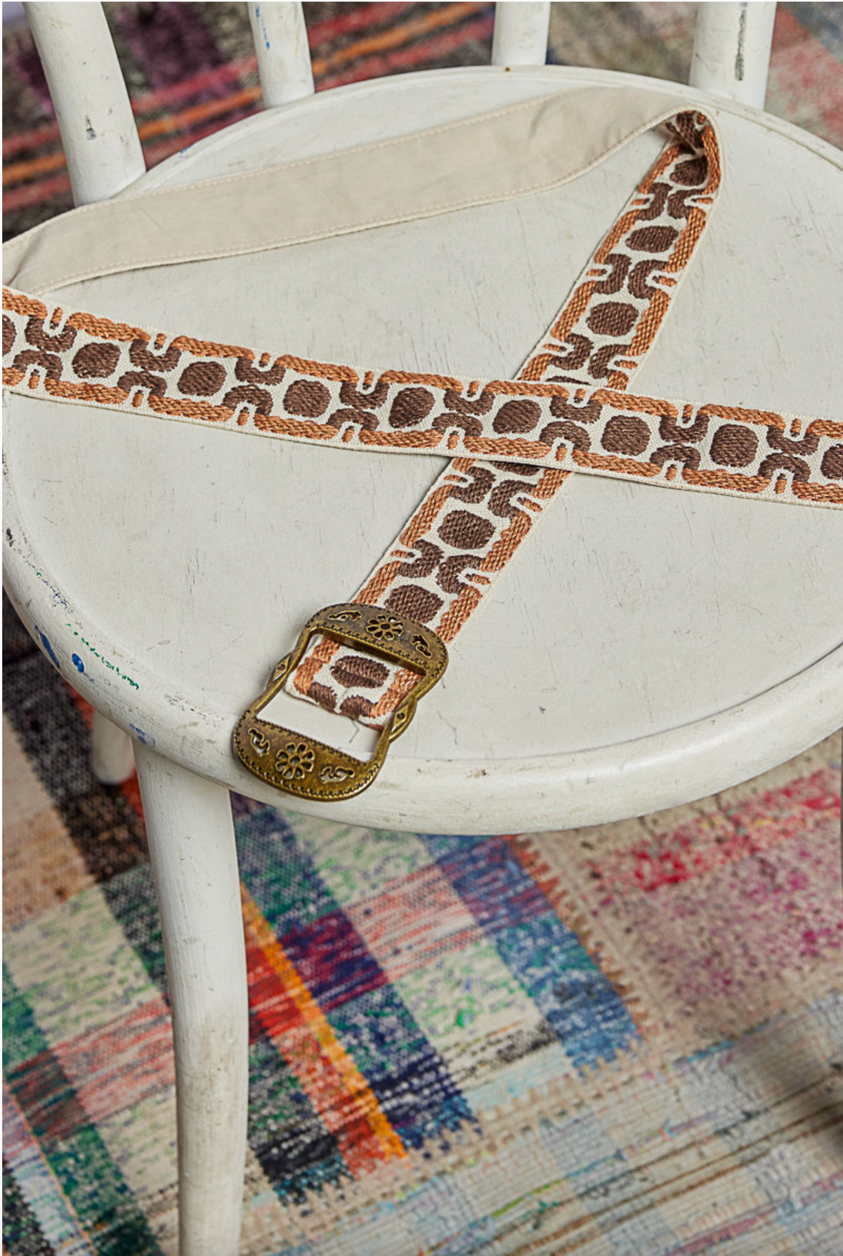 Vintage Geo Brown Buckle Belt - BE013BR