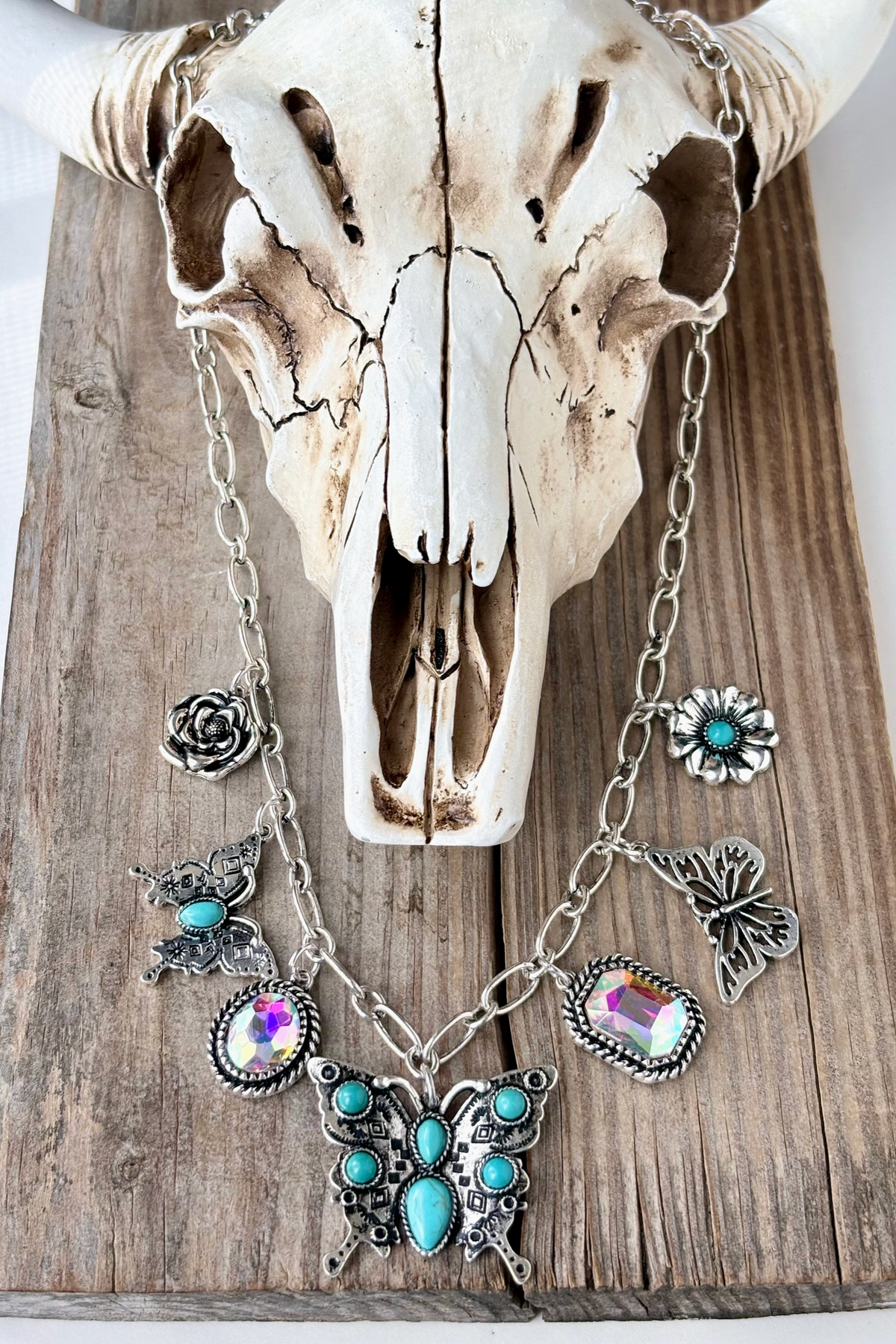 Butterfly Multi Charm Necklace - N138SI