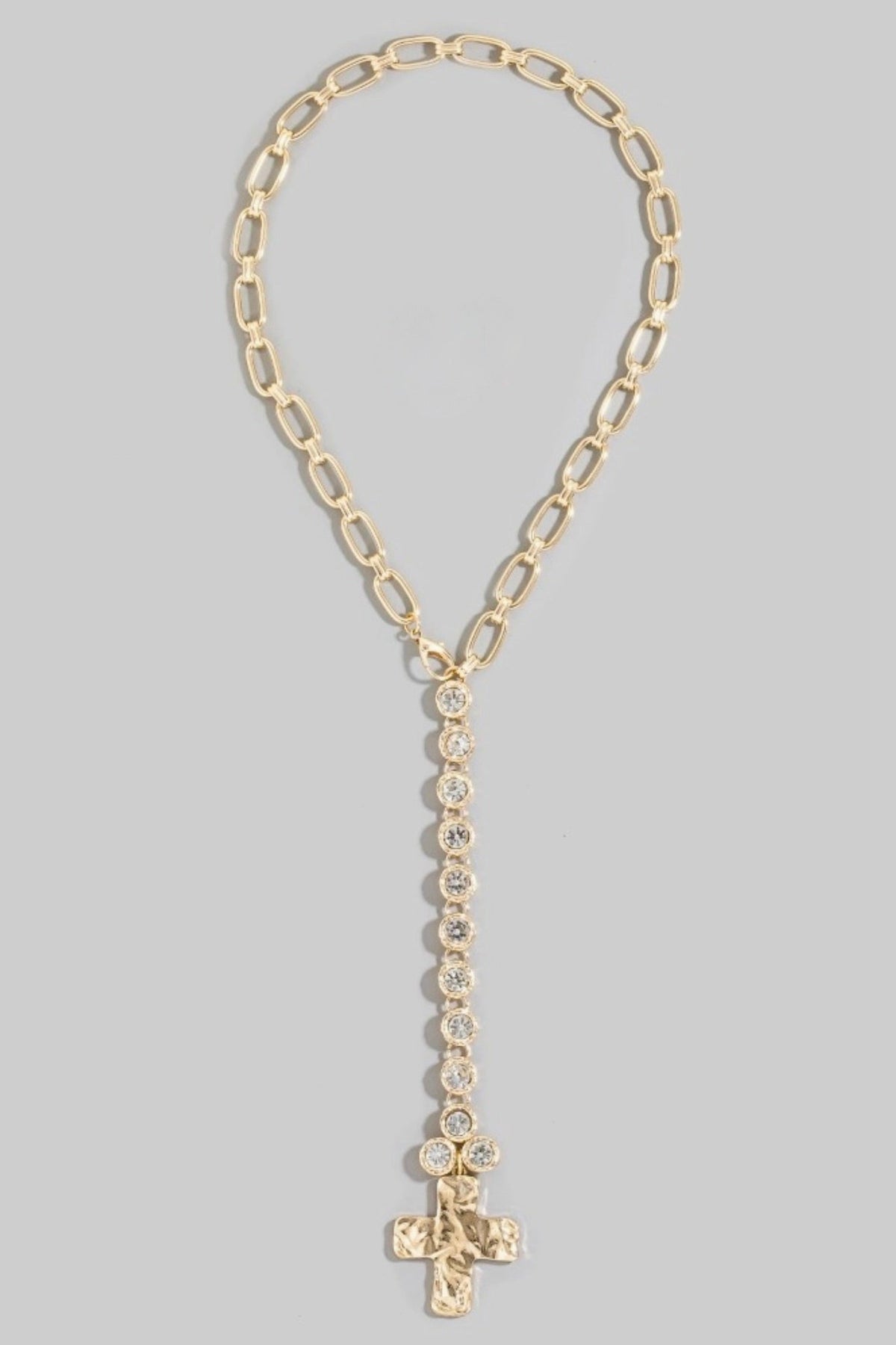 Gold Cross Pendant Y Necklace - N139GO