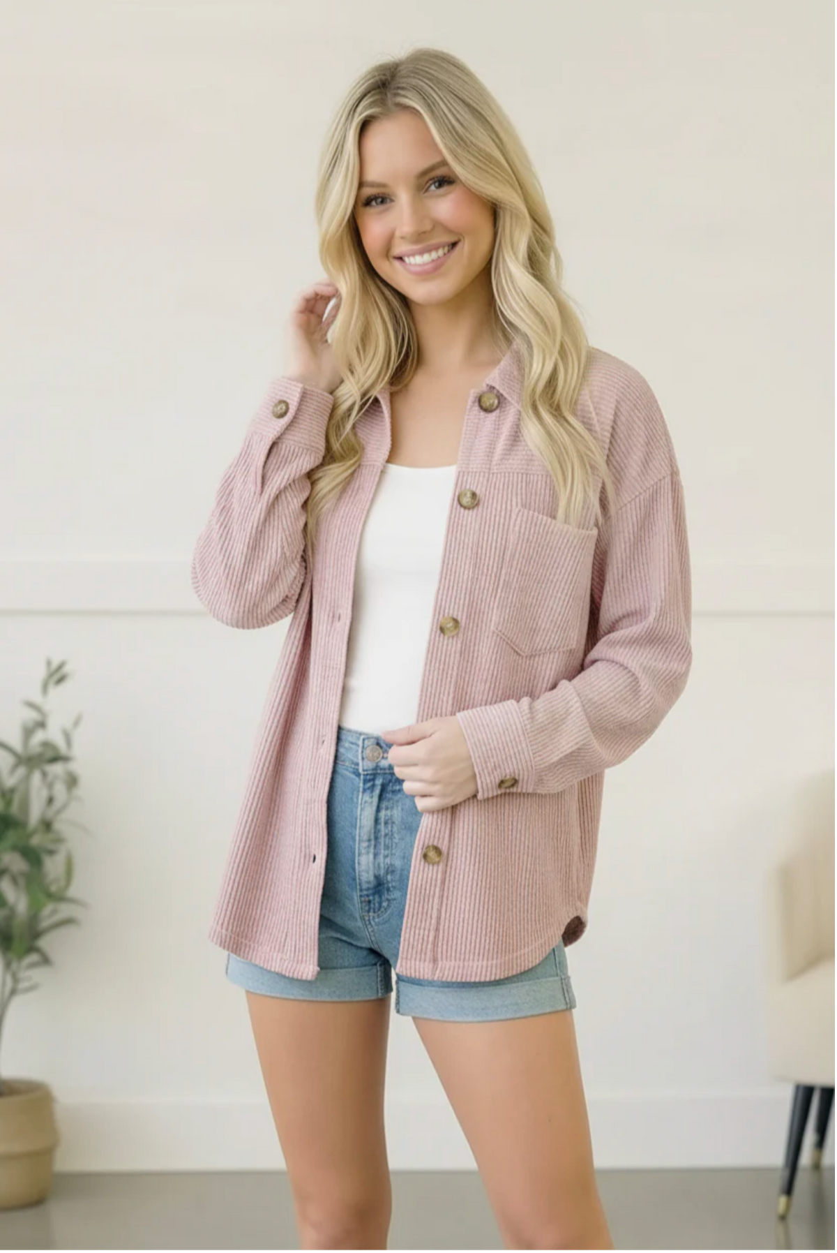 Coffee Run Corduroy Shacket