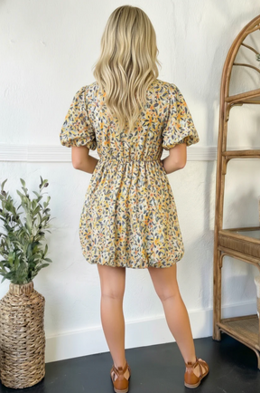 Freshly Picked Yellow Florals Cotton Bubble Dress