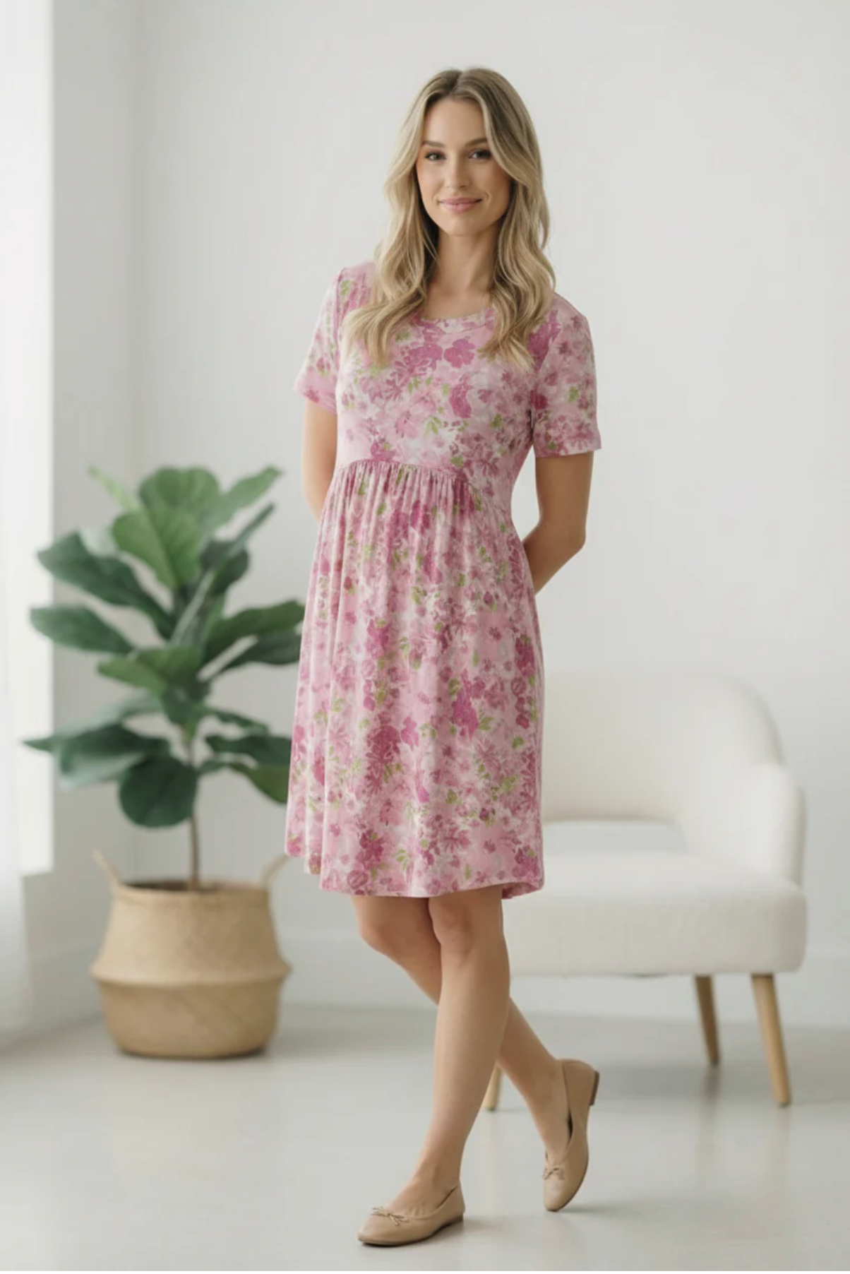 In the Sunshine Fuchsia Babydoll Dress