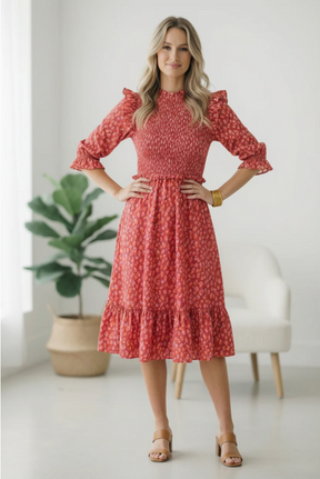 Be My Spring Sweetie Tomato Animal Smocked Dress