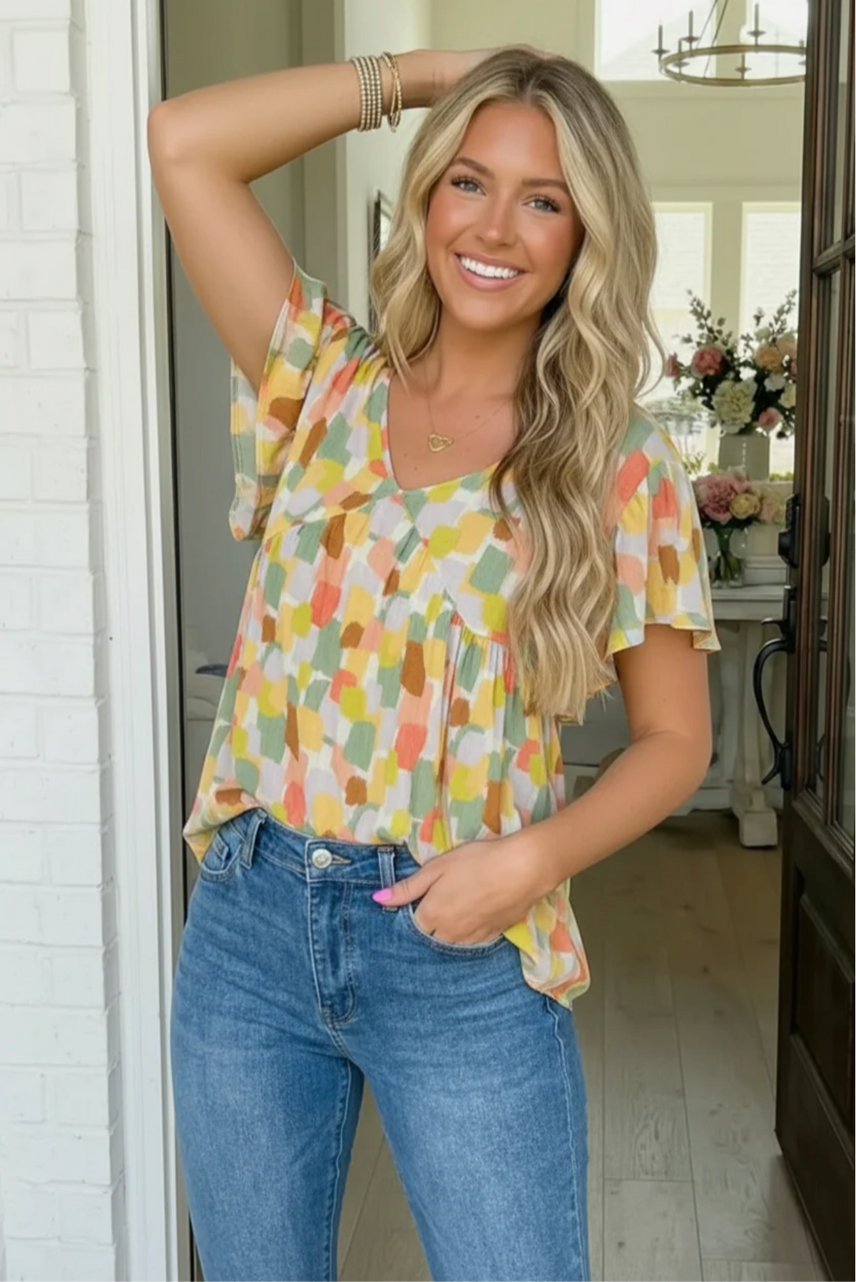 Painted Canvas Green Babydoll Top