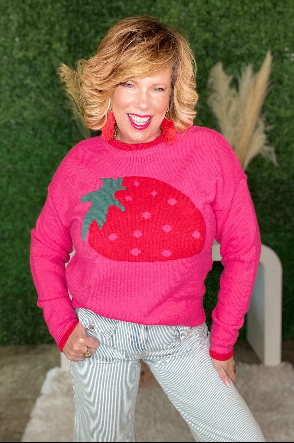 Strawberry Kisses Hot Pink Sweater - S529HP