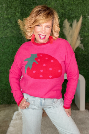 Strawberry Kisses Hot Pink Sweater - S529HP