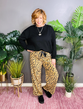 Soft And Cozy Brown Leopard Wide Leg - P078BLE