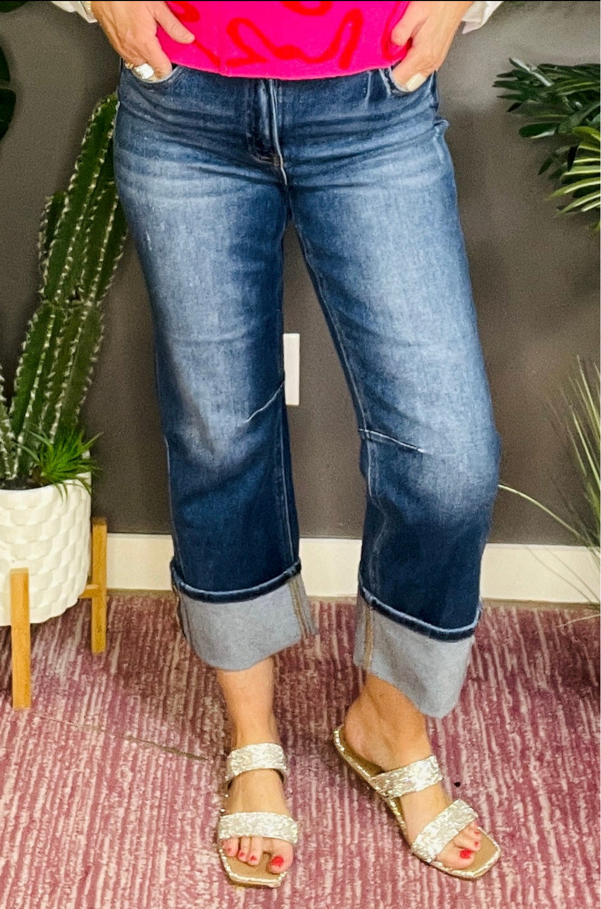 Gigi High Rise Straight Jeans with Distressed Hem - J033DN