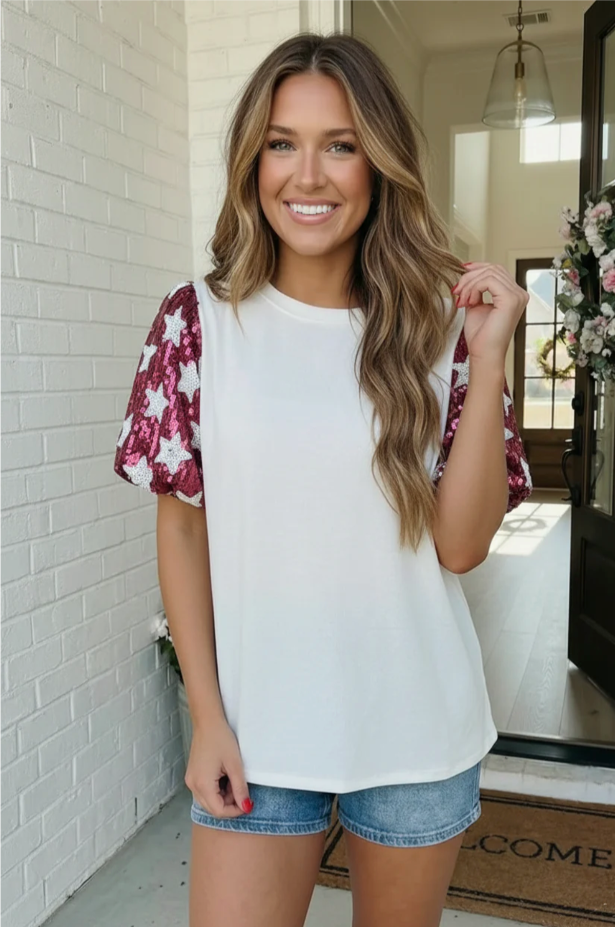 Star Power Sequin Sleeve Top