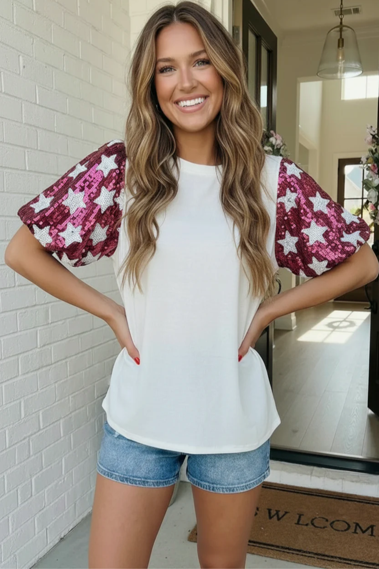 Star Power Sequin Sleeve Top