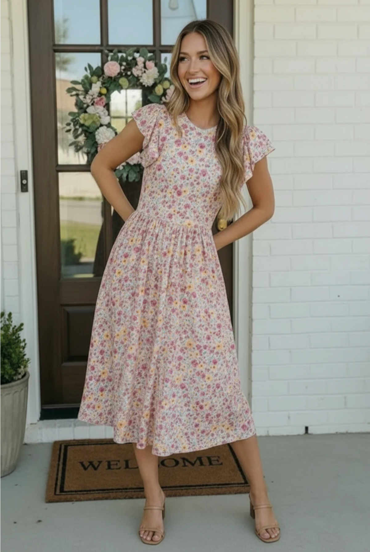 Flutter Into Spring Floral Midi Dress