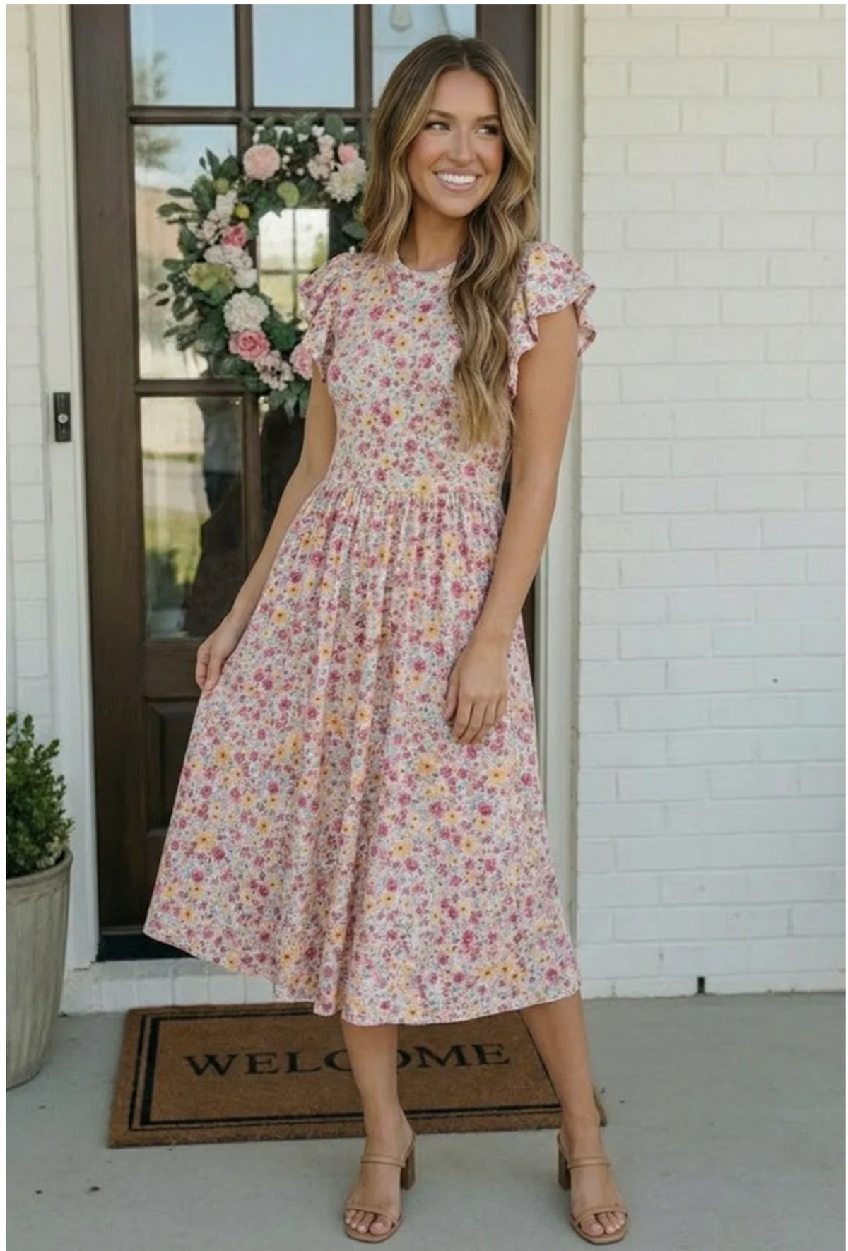 Flutter Into Spring Floral Midi Dress