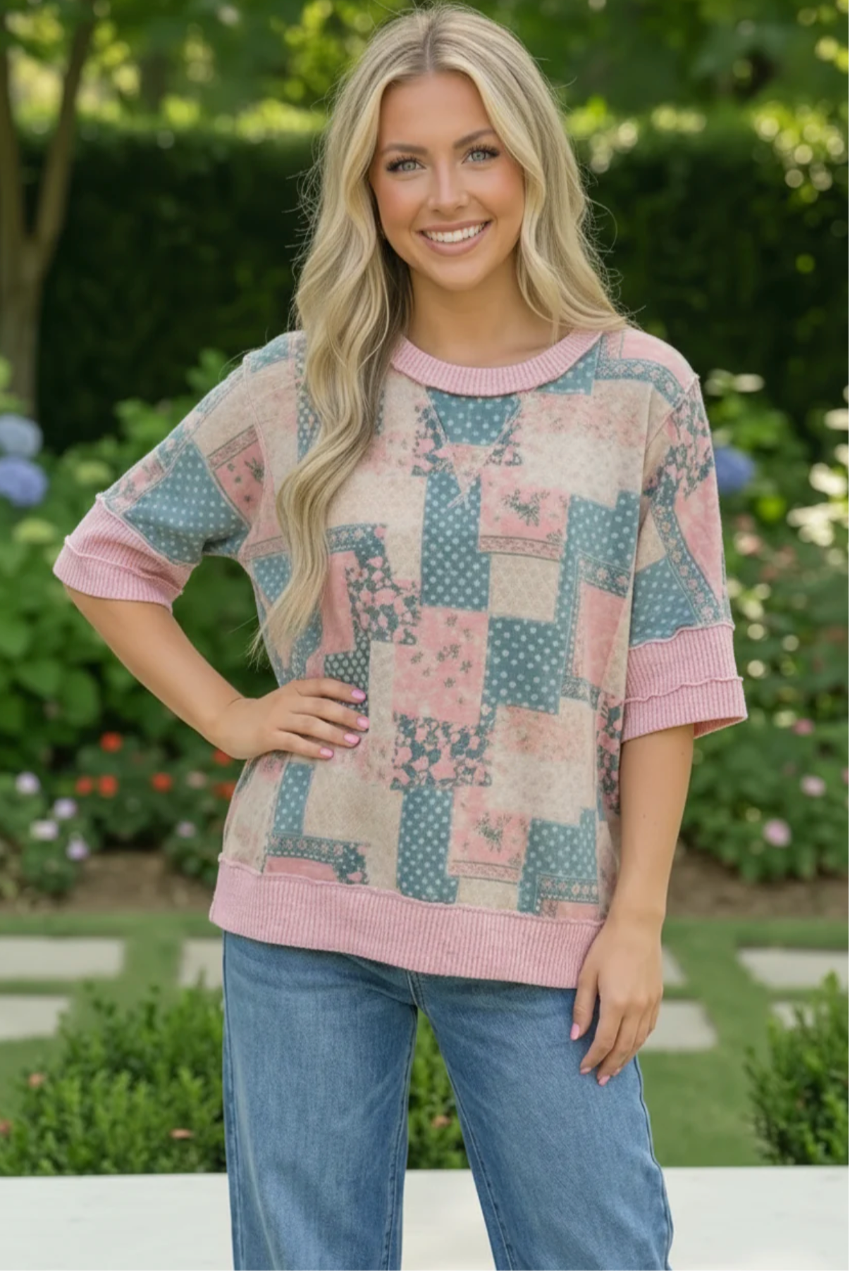 Patchwork Dreams Short Sleeve Top