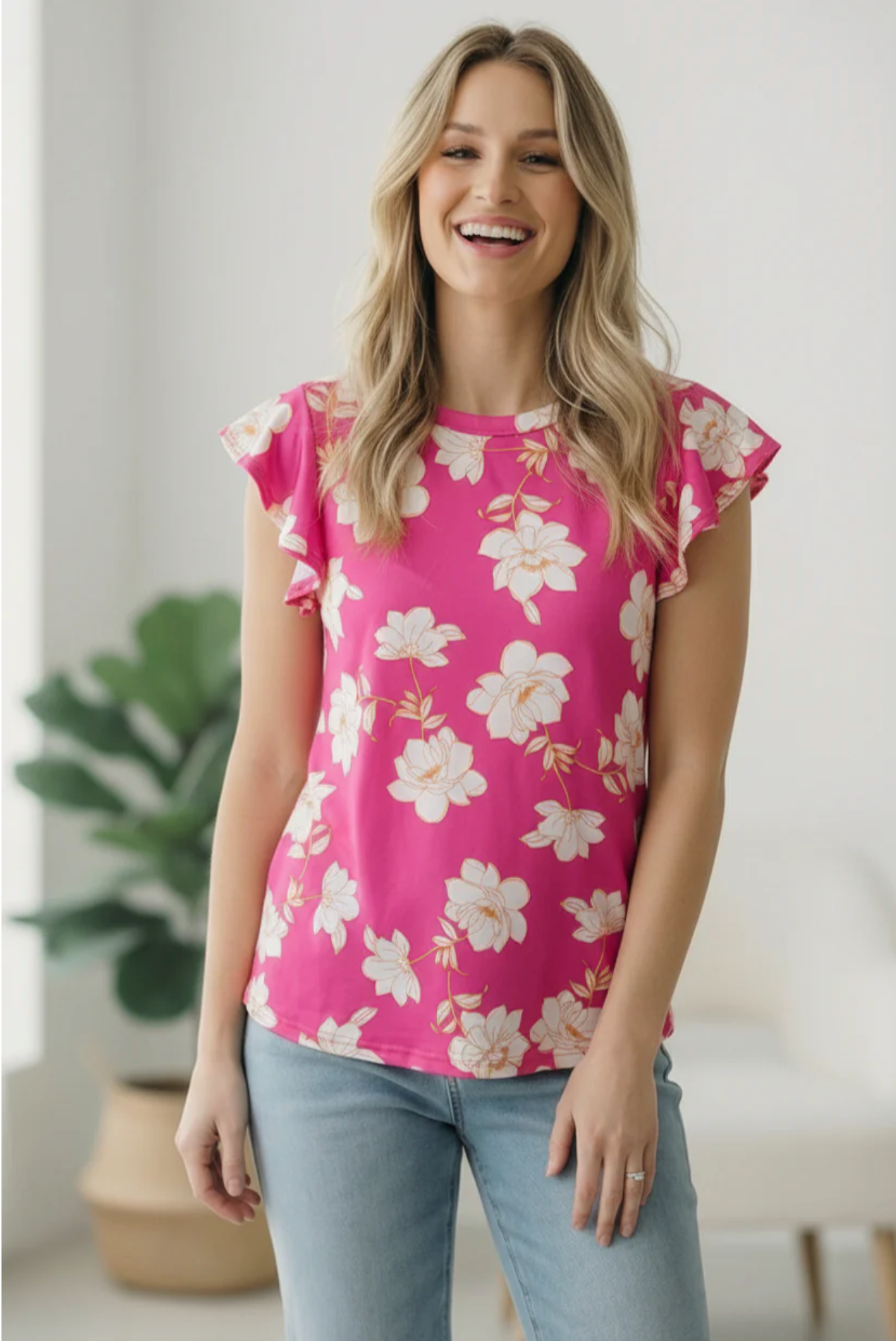 Flutter Into Spring Pink Floral Top