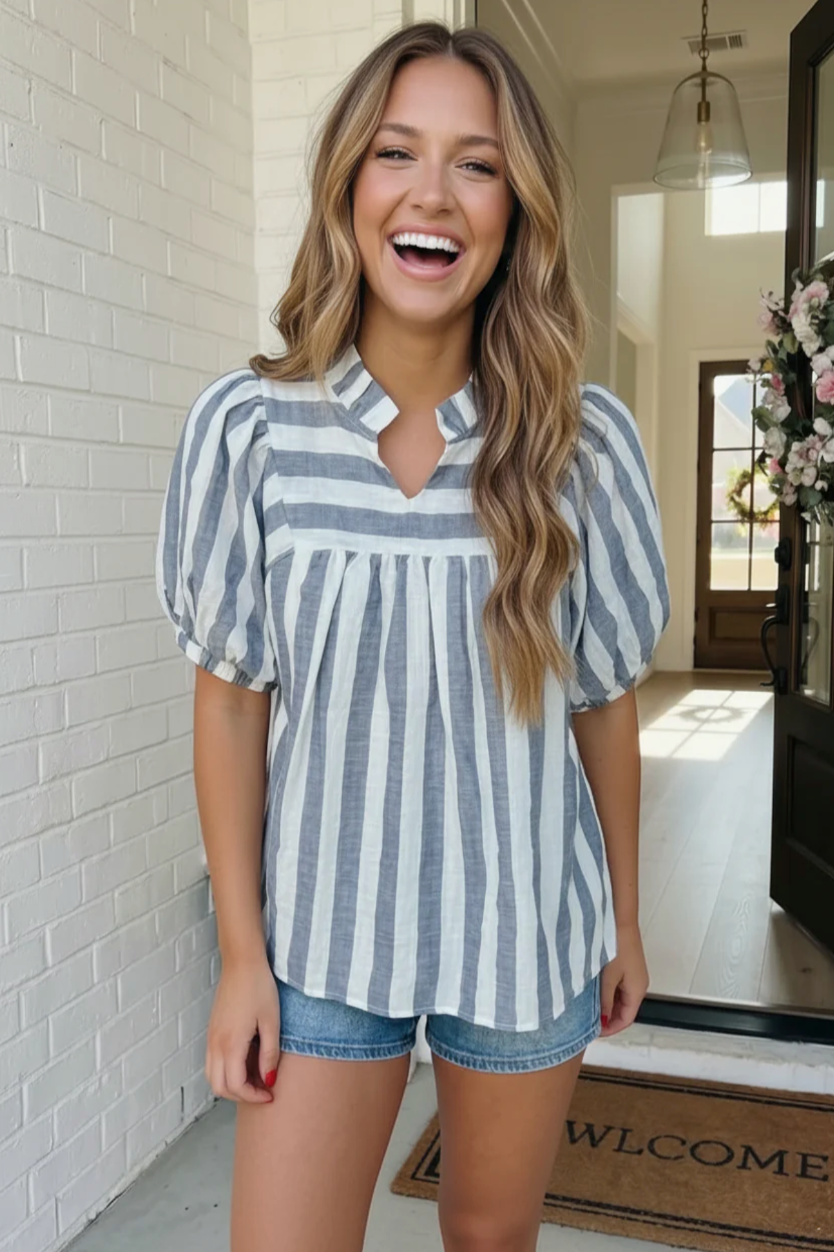 Stripe It Right Babydoll Blouse