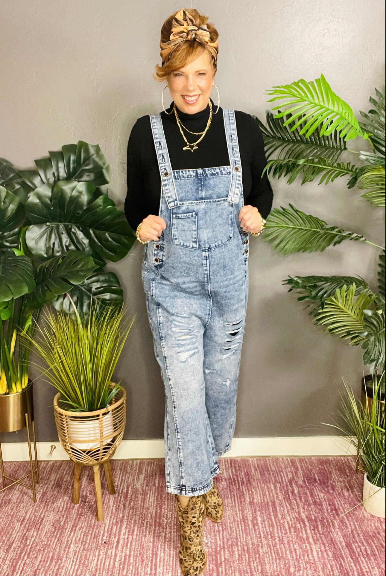 Denim Made Easy Distressed Overalls - R022DN