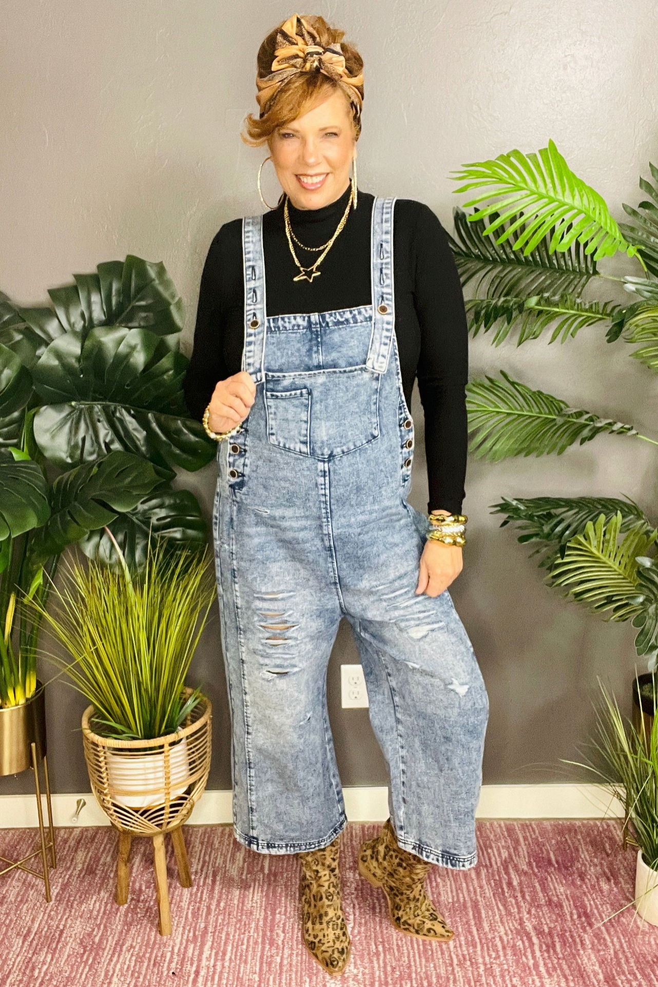 Denim Made Easy Distressed Overalls - R022DN