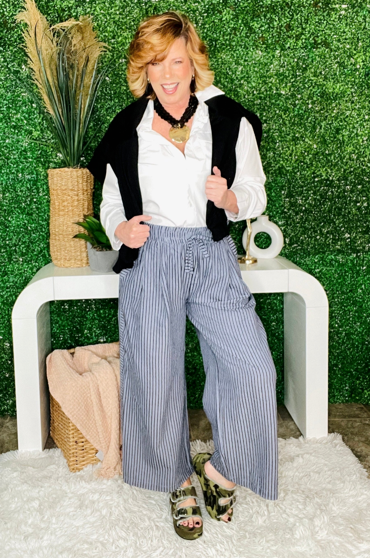 Easy Stripe Style Pants - P099NV