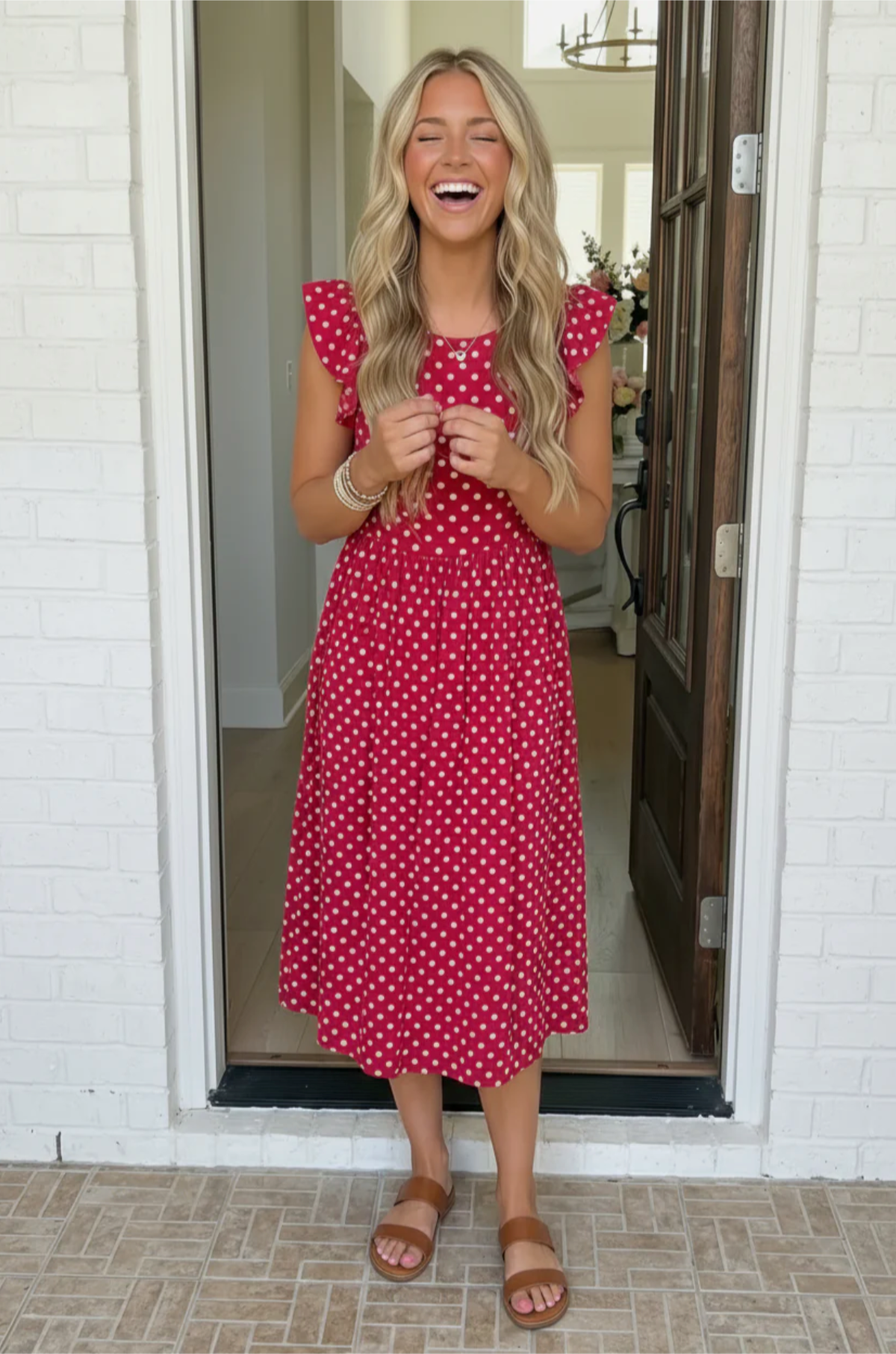 Sweet Days Red Polka Dot Midi Dress