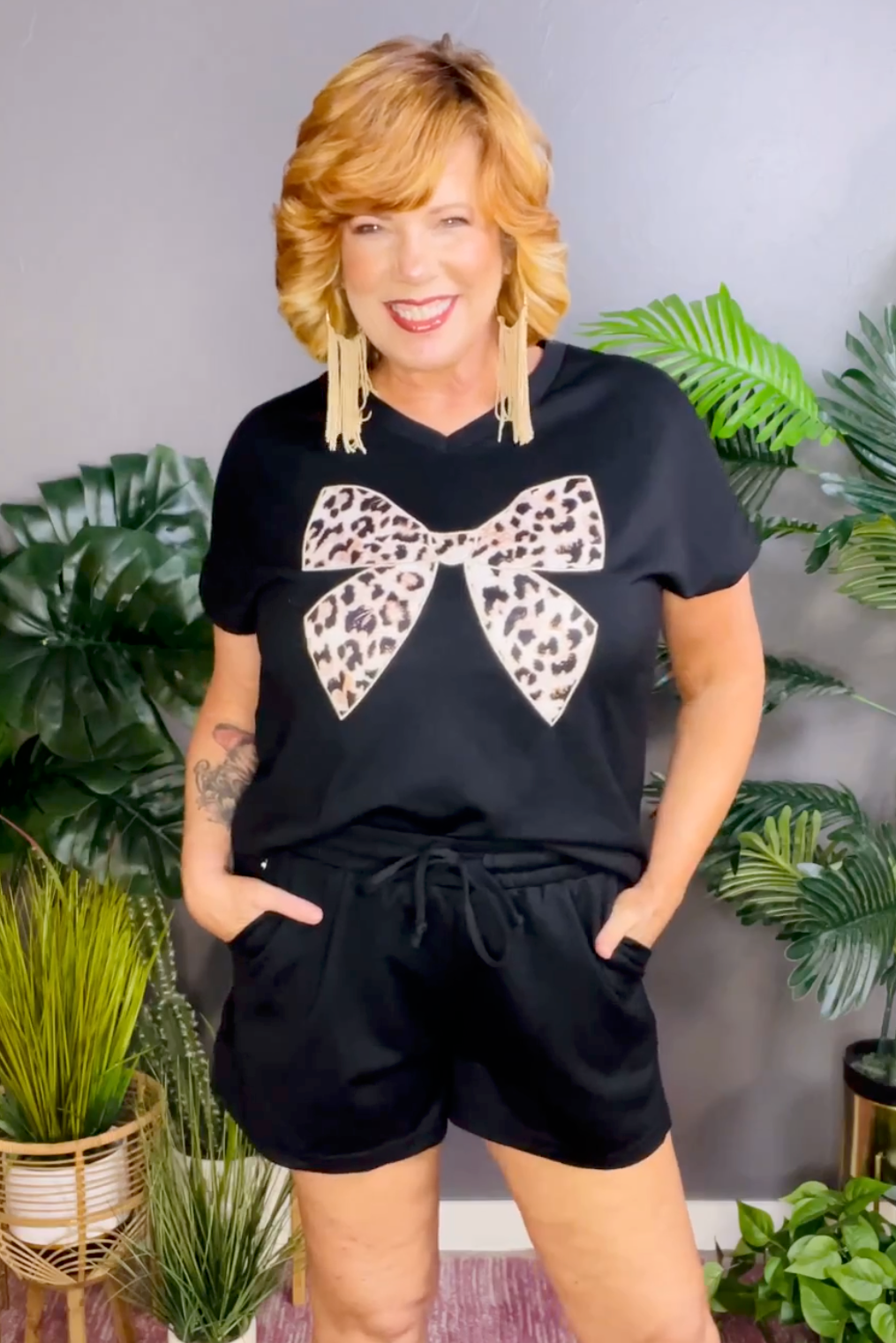 Instant Favorite Leopard Bow Top And Short Set