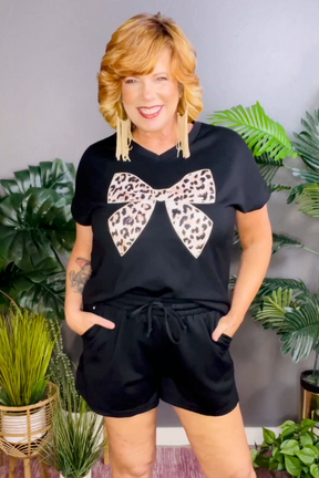 Instant Favorite Leopard Bow Top And Short Set