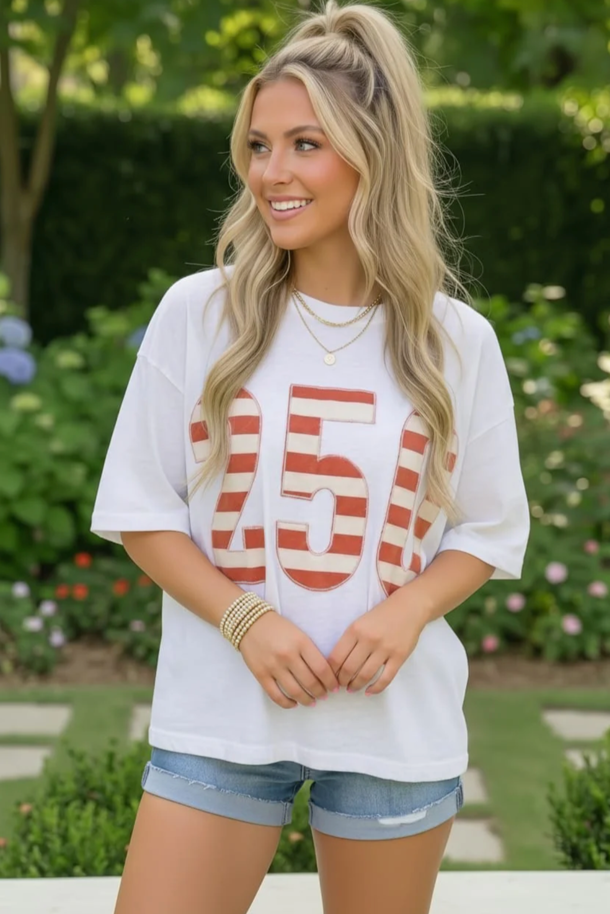 White Stars and Stripes '250' Top