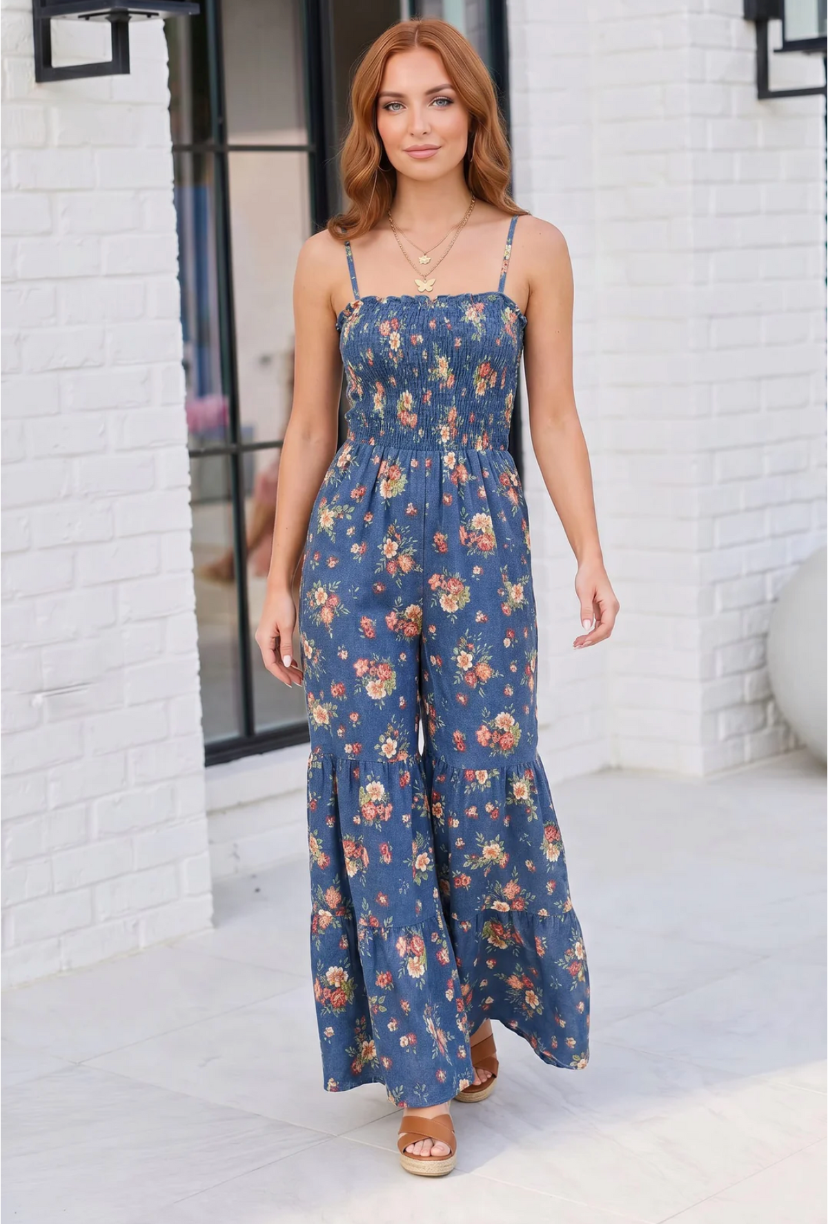Groovy Florals Smocked Jumpsuit
