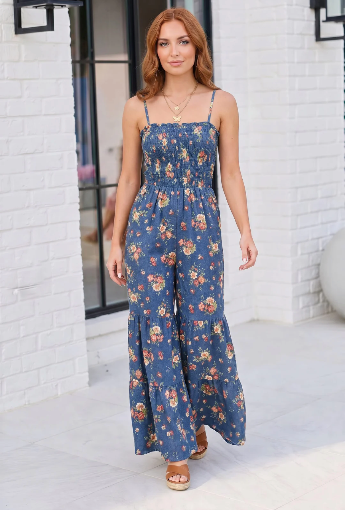 Groovy Florals Smocked Jumpsuit