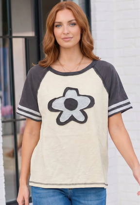 Retro Flower Power Baseball Tee