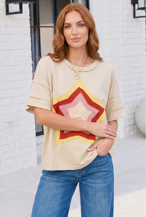 Retro Rainbow Star Oversized Tee