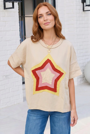 Retro Rainbow Star Oversized Tee