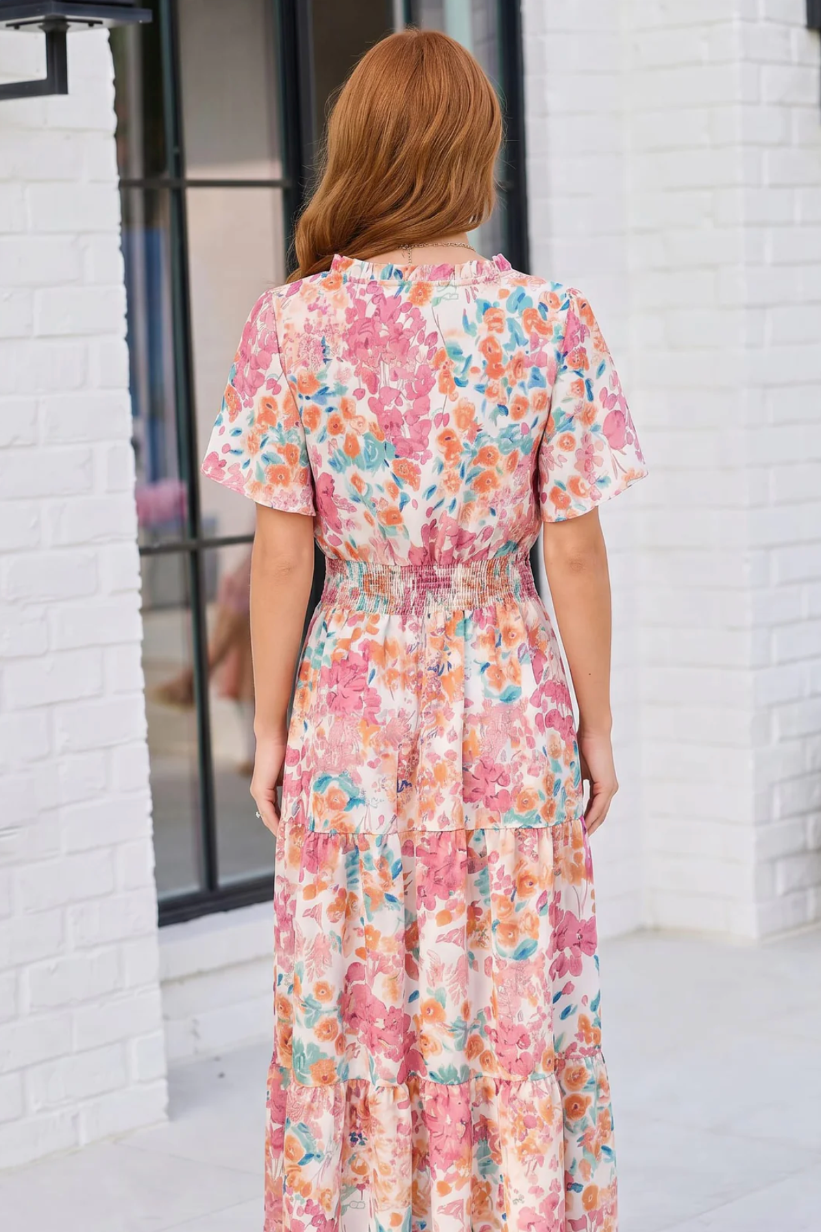 Paint and Sip Floral Tiered Midi Dress