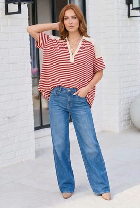 Shark Bite Color Block Top