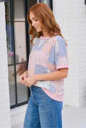 Sweet Patchwork Dreams Short Sleeve Top