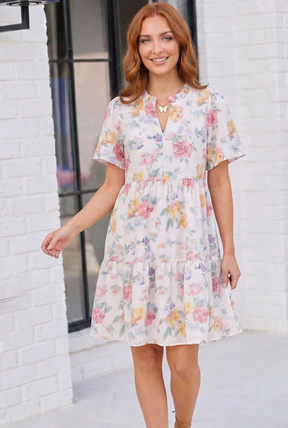 Blooming Beautifully Floral Tiered Mini Dress