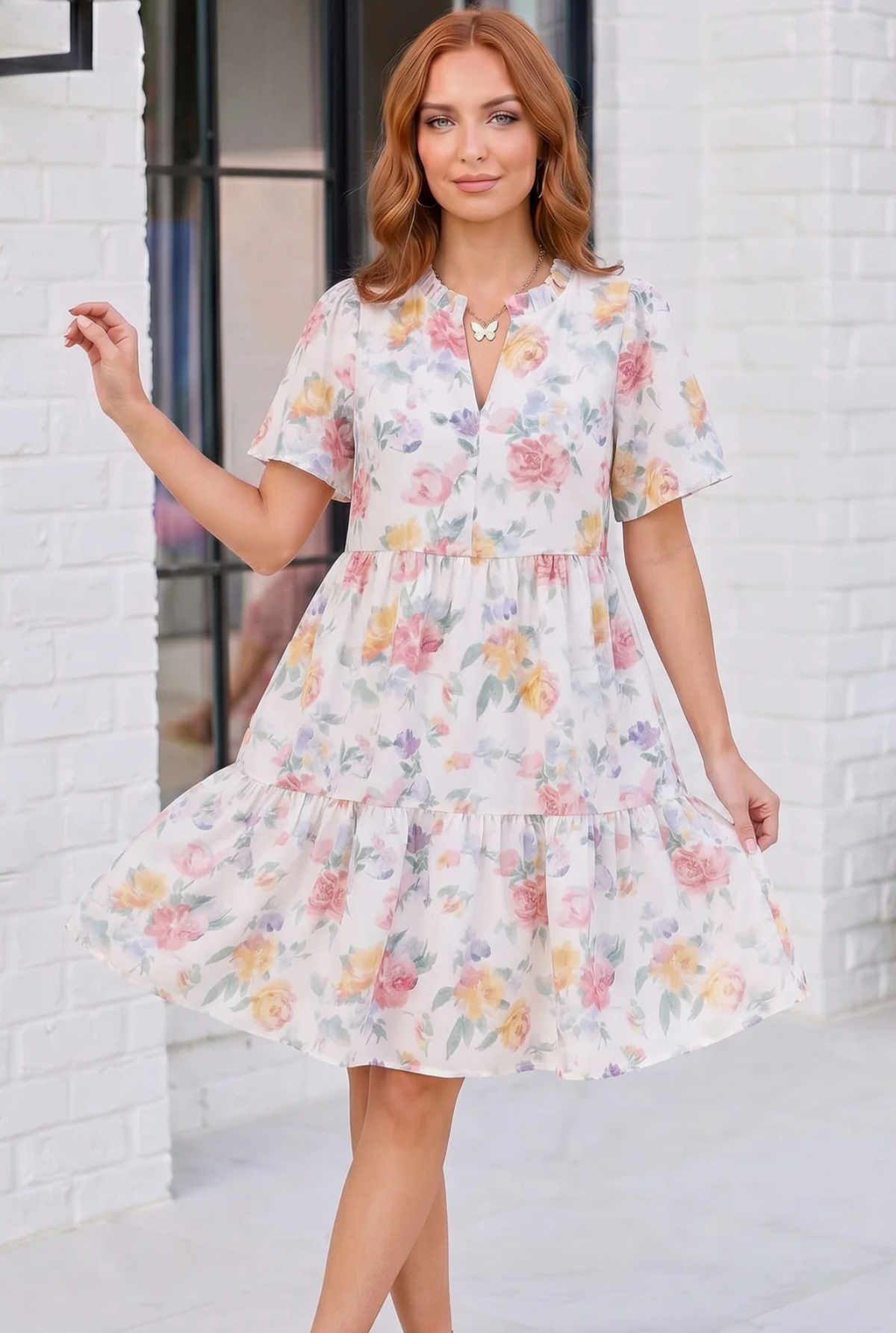 Blooming Beautifully Floral Tiered Mini Dress