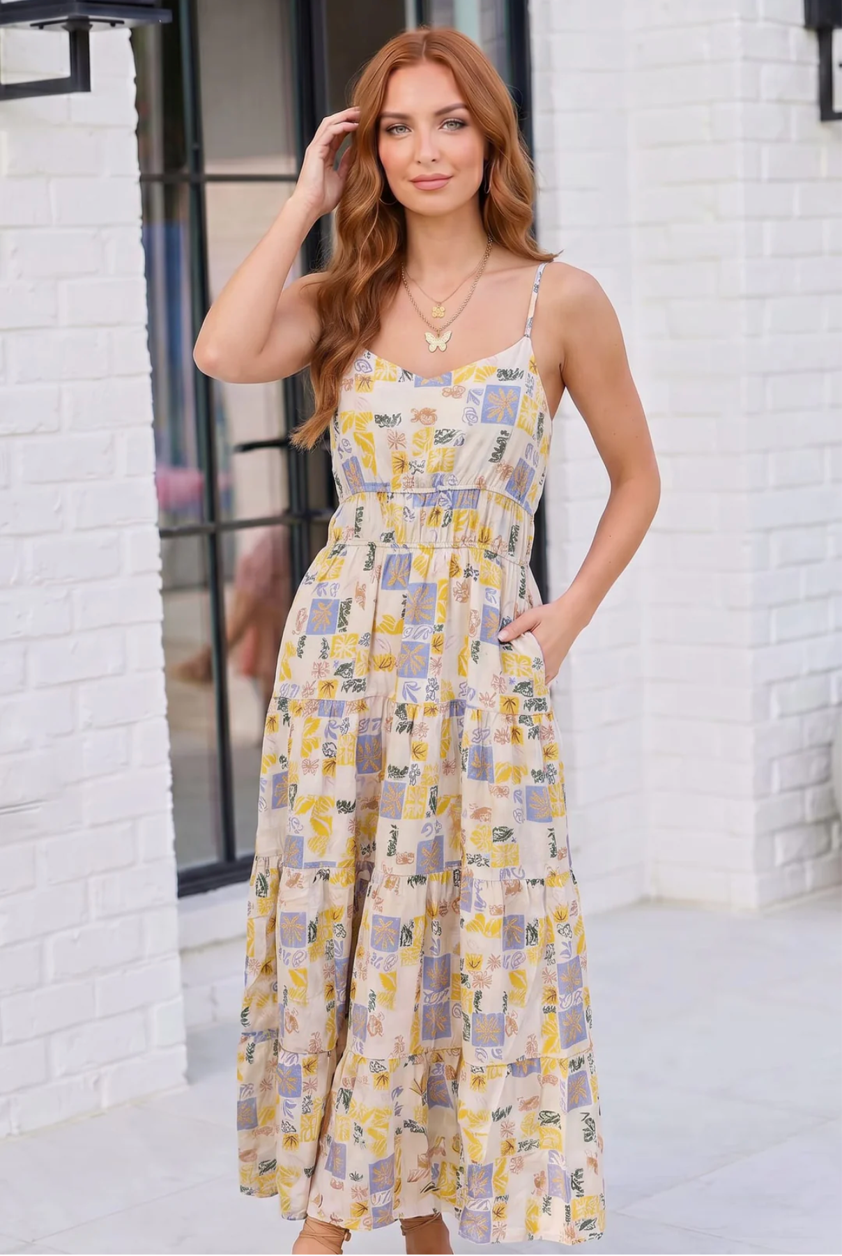 Sun Kissed Patchwork Print Tiered Maxi Dress