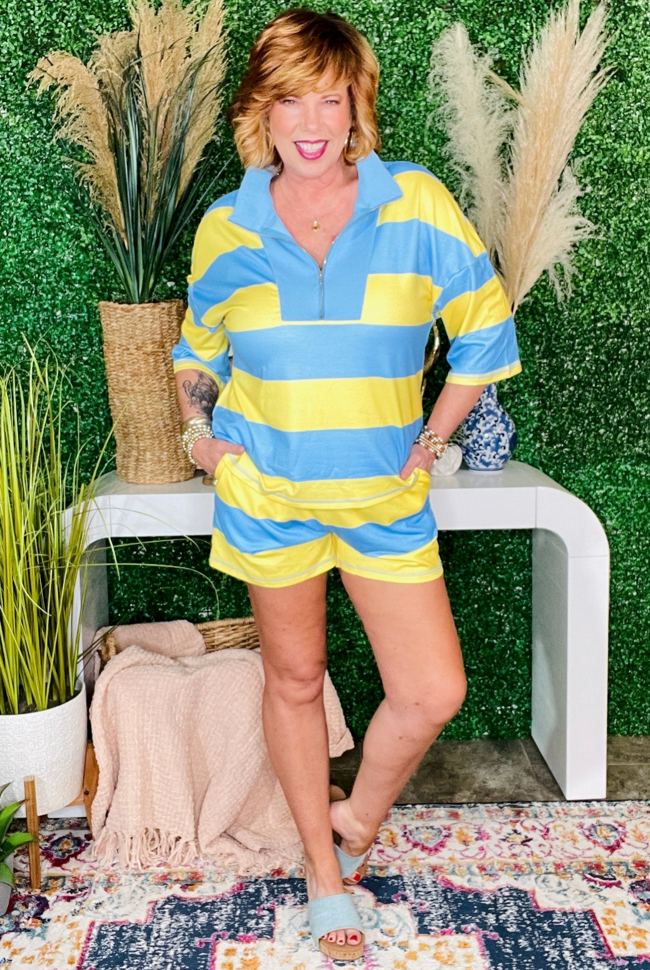 Nothing But Easy Yellow Stripe 2pc Set - SET079YE